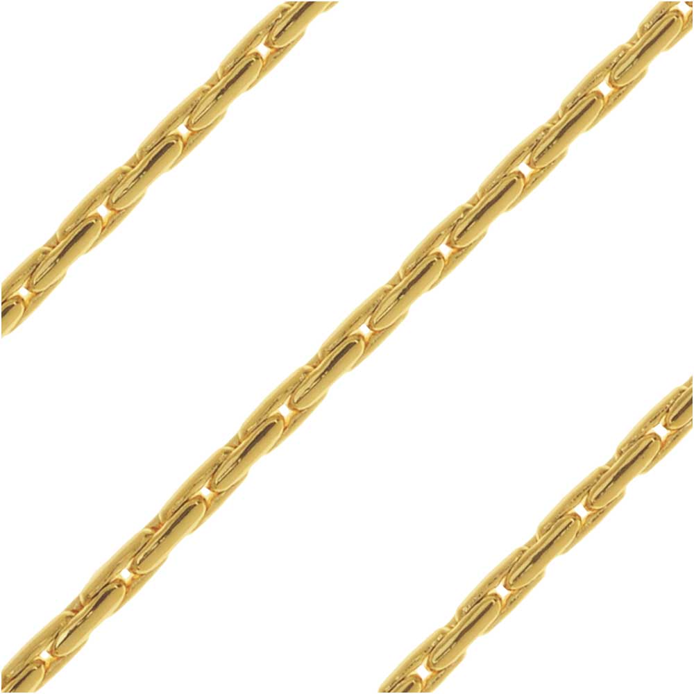 Gold Tone Fine Snake Beading Chain 1.25mm, Unfinished, by The Foot