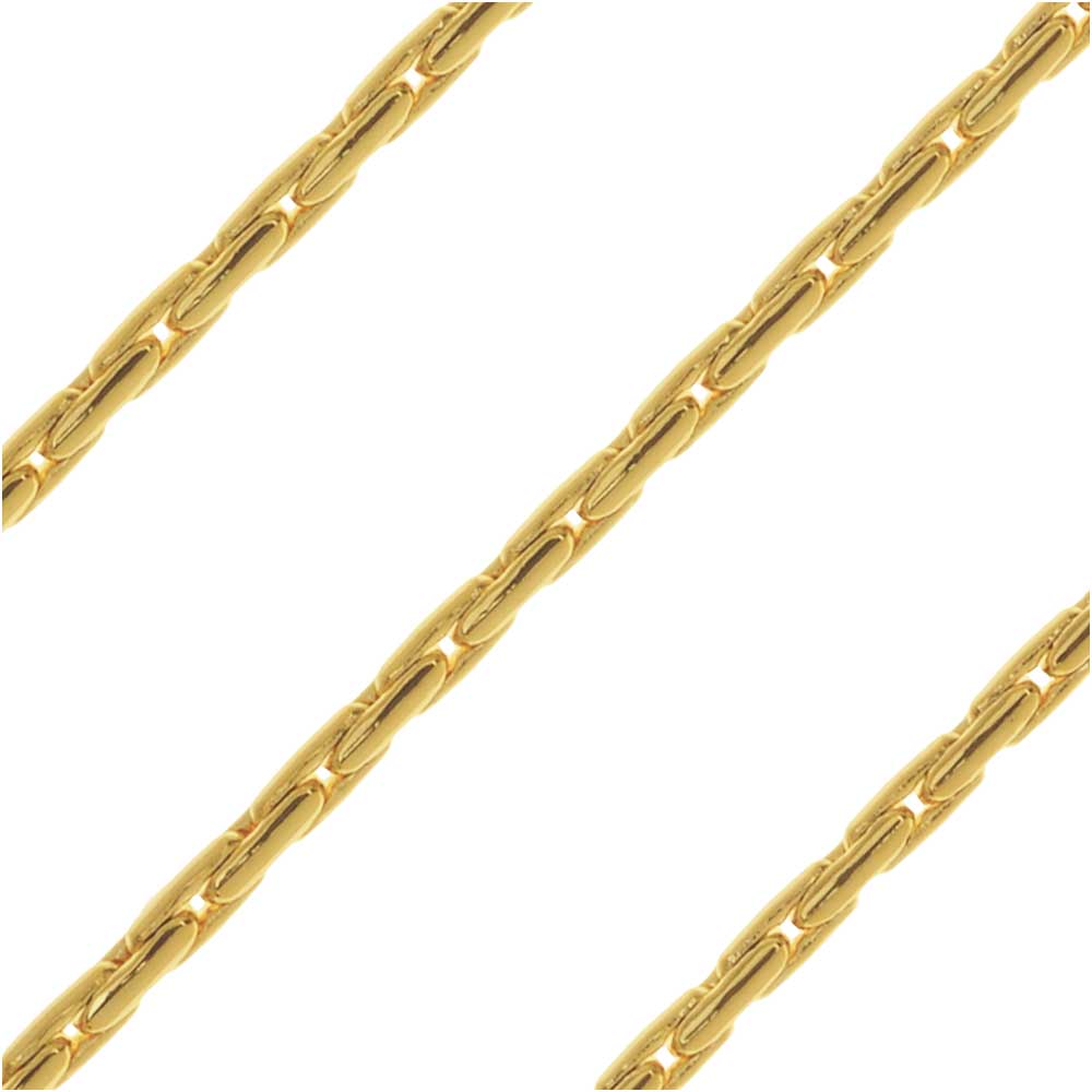 Gold Tone Fine Snake Beading Chain 1.25mm, by the Foot