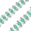 Zola Elements Beaded Double Chain, Silver Tone/Turquoise, 6mm, by the Foot