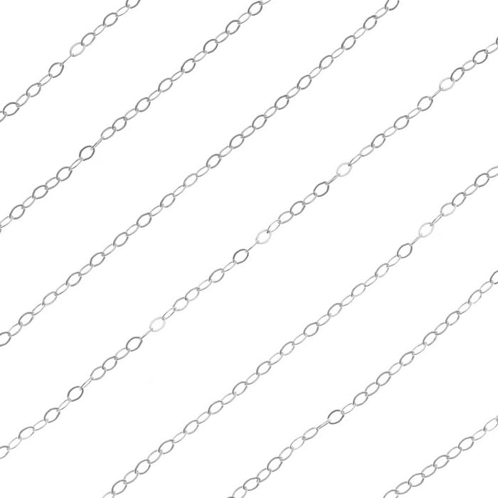 Sterling Silver Delicate Flat Cable Chain, 1.6mm, by the Foot