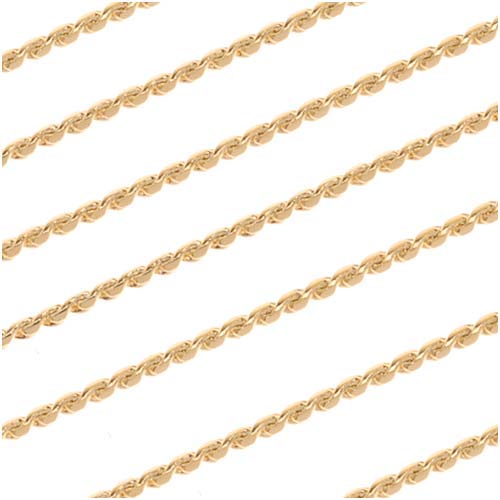 22K Gold Plated Fine Beading Chain, 0.7mm, by the Foot