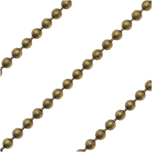 Antiqued Brass Ball Chain, 1.2mm, by the Foot