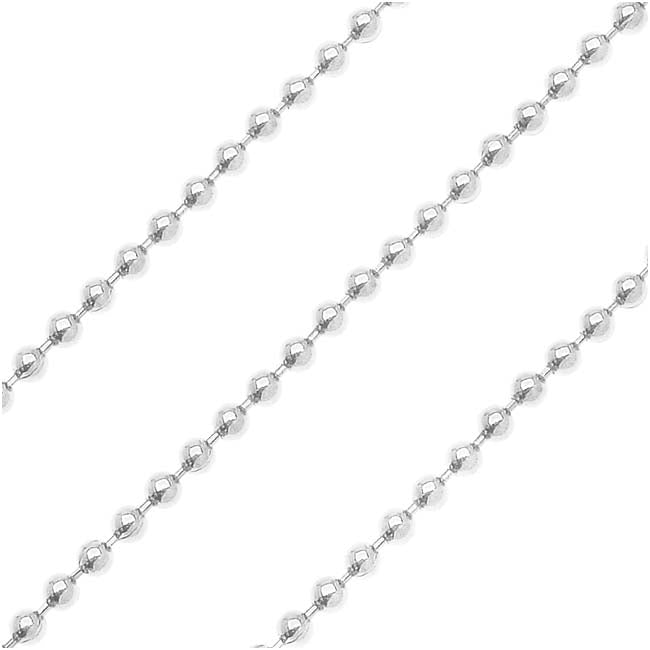 Silver Plated Ball Chain, 1.2mm, by the Foot