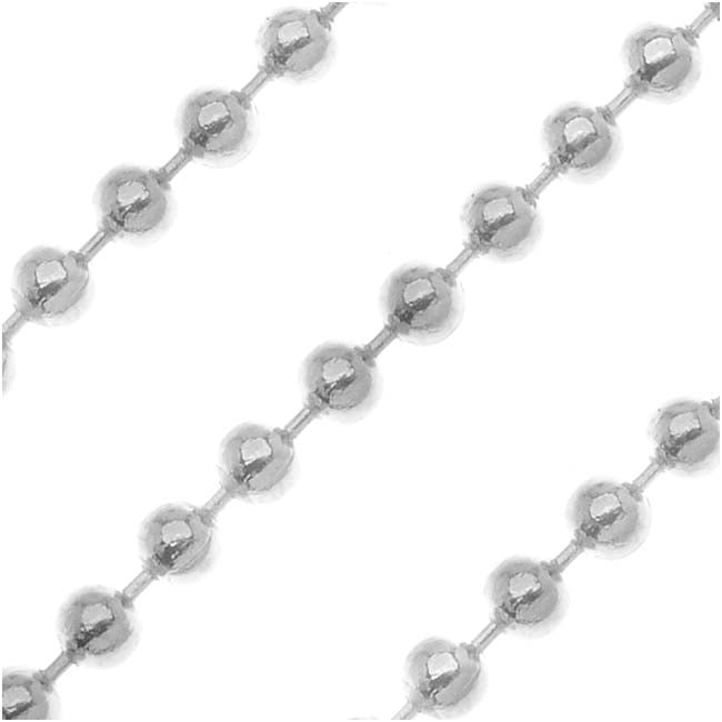 Silver Plated Ball Chain, 2mm, by the Foot