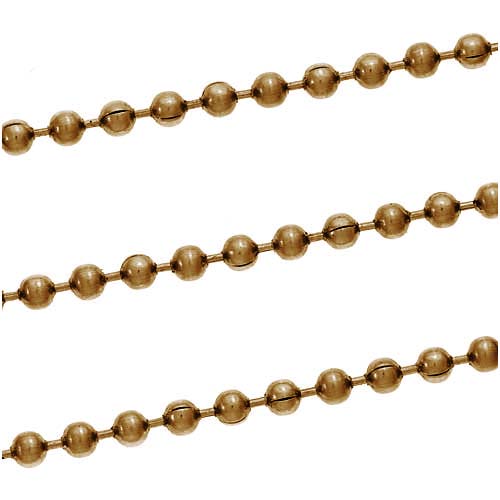 Antiqued Brass Plated Steel Ball Chain, 2.4mm, by the Foot