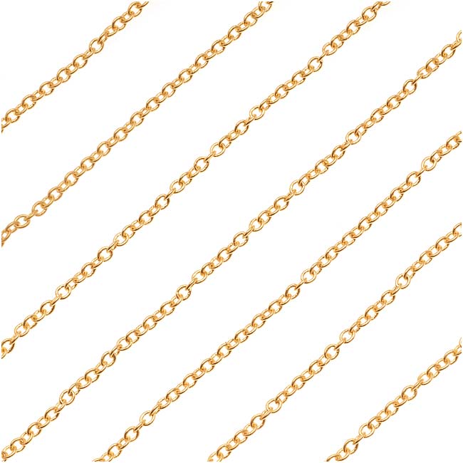 22K Gold Plated Cable Chain, 1.8mm, by the Foot
