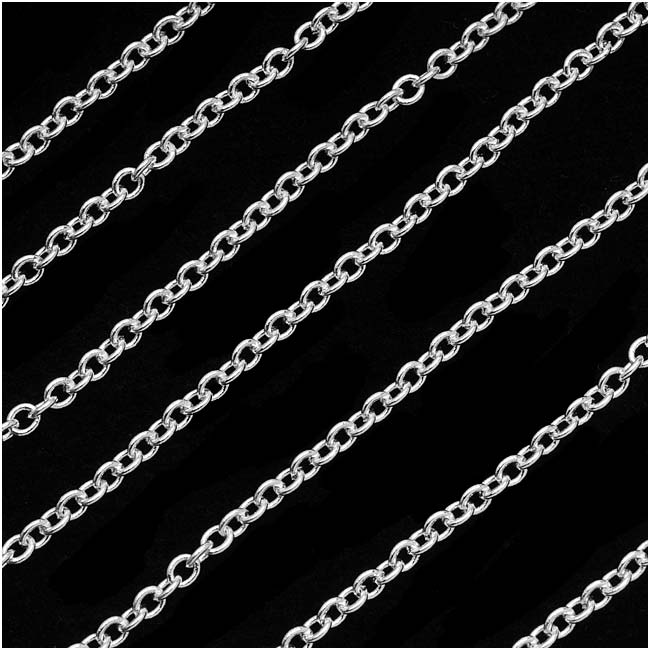 Silver Plated Cable Chain, 2.5mm, by the Foot