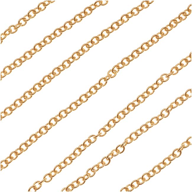 22K Gold Plated Cable Chain, 2.5mm, by the Foot