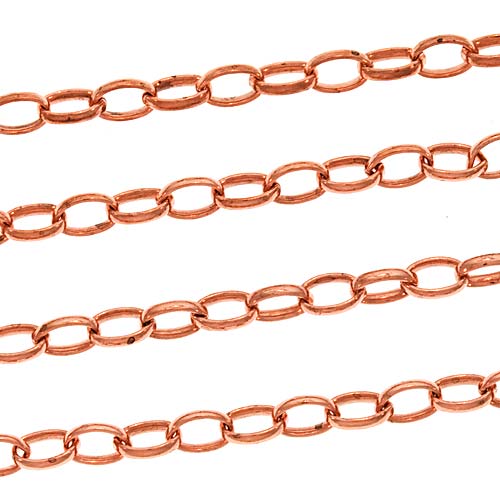 Copper Oval Rolo Chain, 4mm, by the Foot