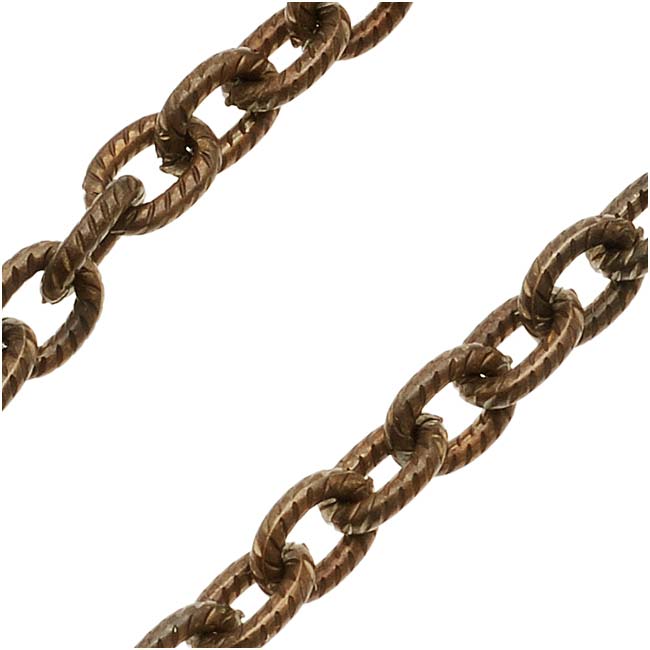 Vintaj Natural Brass Petite Etched Cable Chain, 4x5mm, by the Foot