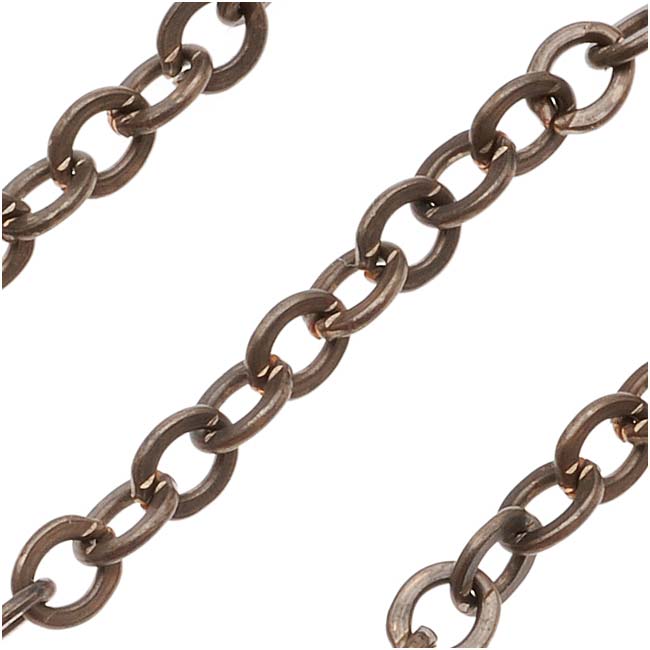 Vintaj Natural Brass Flat Cable Chain, 4mm x 3.5mm, by the Foot