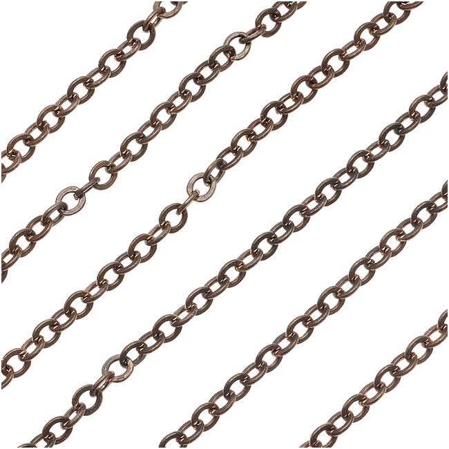 Vintaj Natural Brass Flat Cable Chain, 4mm x 3.5mm, by the Foot