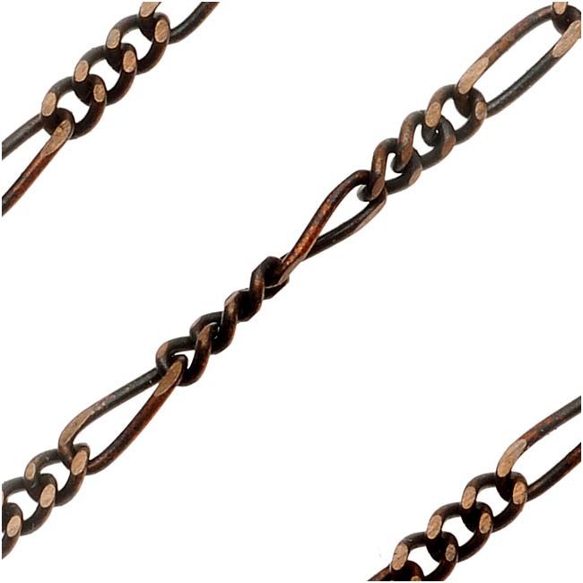 Vintaj Natural Brass Figaro Chain, 2mm, by the Foot