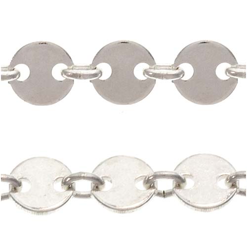 Sterling Silver Paillette Round Disc Chain 4mm (1 inch)