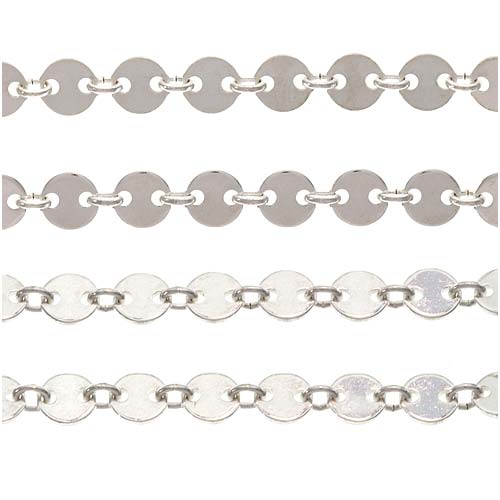 Sterling Silver Paillette Round Disc Chain 4mm (1 inch)