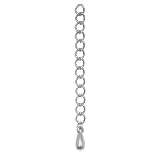 Necklace Chain Extender, 5mm Curb Links with Drop 2 Inches, Antiqued Silver Plated (5 Pieces)