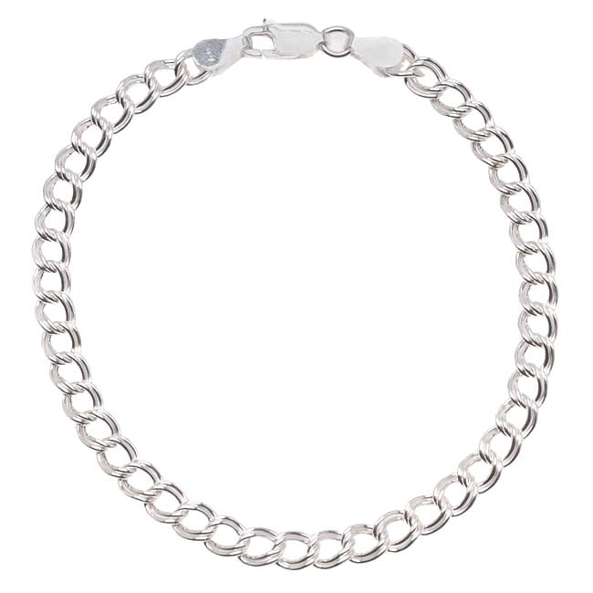 New Sterling Silver Pattern & Plain 8 Inch Belcher Link Bracelet