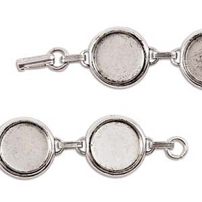 Nunn Design Antiqued Silver Plated Collage Bracelet Lrg 18mm Rounds (1 Piece)