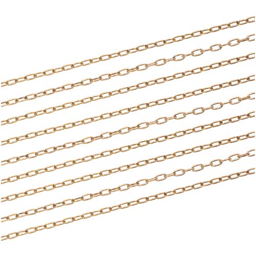 Antiqued 22K Gold Plated Fine Cable Chain, 1.3mm, by the Foot