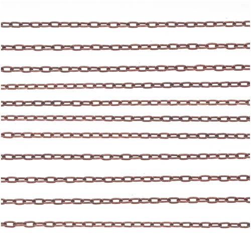Antiqued Copper Plated Fine Cable Chain, 1.3mm, by the Foot