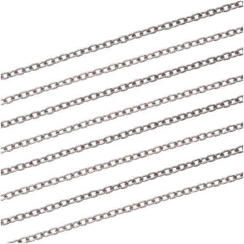 Antiqued Silver Plated Fine Cable Chain, 1.7mm, by the Foot