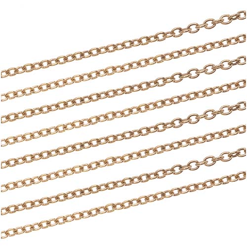 Antiqued 22K Gold Plated Oval Cable Chain, 2mm, by the Foot