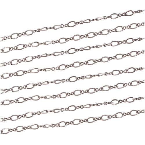 Antiqued Silver Plated Figure Eight Chain, 2mm, by the Foot