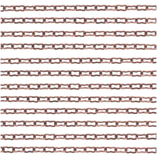Antiqued Copper Plated Krinkle Chain, 2mm, by the Foot