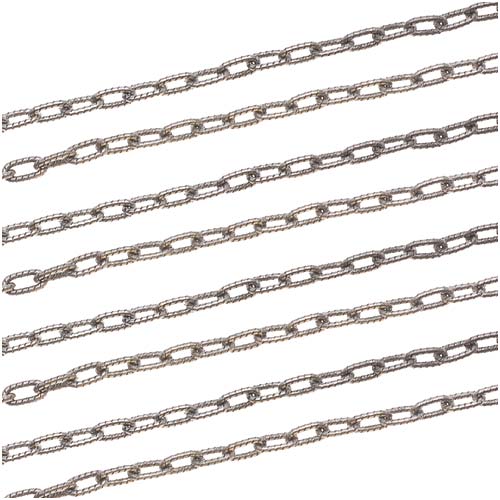 Antiqued Silver Plated Textured Cable Chain, 2.3mm, by the Foot