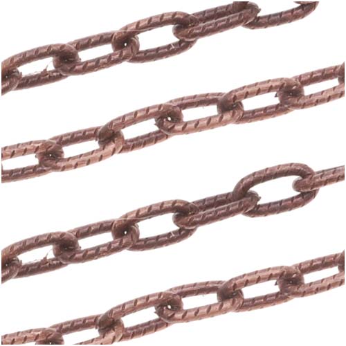 Antiqued Copper Plated Textured Cable Chain, 2.3mm, by the Foot