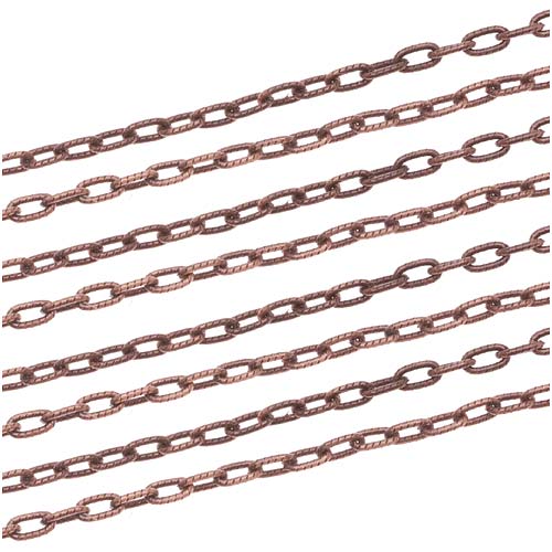 Antiqued Copper Plated Textured Cable Chain, 2.3mm, by the Foot