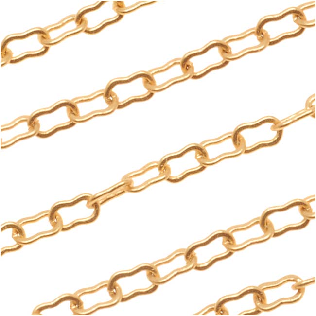 22K Matte Gold Plated Krinkle Chain, 2mm, by the Foot