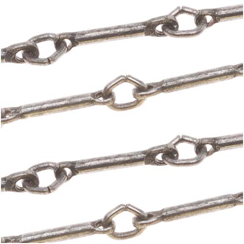 Antiqued Silver Plated Bar & Link Chain, 8.5mm, by the Foot