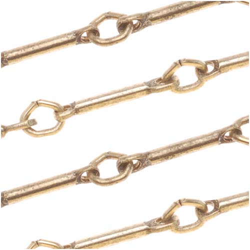 Antiqued 22K Gold Plated Bar & Link Chain, 8.5mm, by the Foot