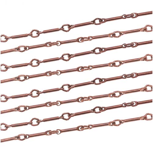 Antiqued Copper Plated Bar & Link Chain, 8.5mm, by the Foot