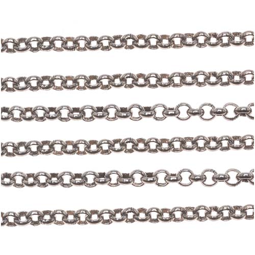 Antiqued Silver Plated Rolo Chain, 3.5mm, by the Foot