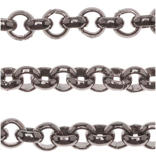 Gun Metal Plated Rolo Chain, 3.5mm, by the Foot