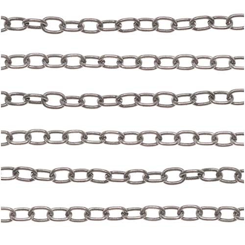 Antiqued Silver Plated Rolo Chain, 3.4mm, by the Foot
