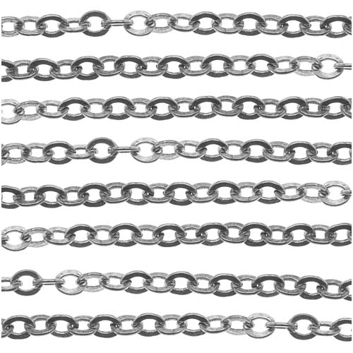 Antiqued Silver Plated Flat Cable Chain, 4.3mm by the Foot
