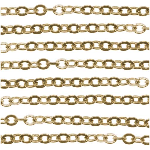 Antiqued 22K Gold Plated Flat Cable Chain, 4.3mm, by the Foot