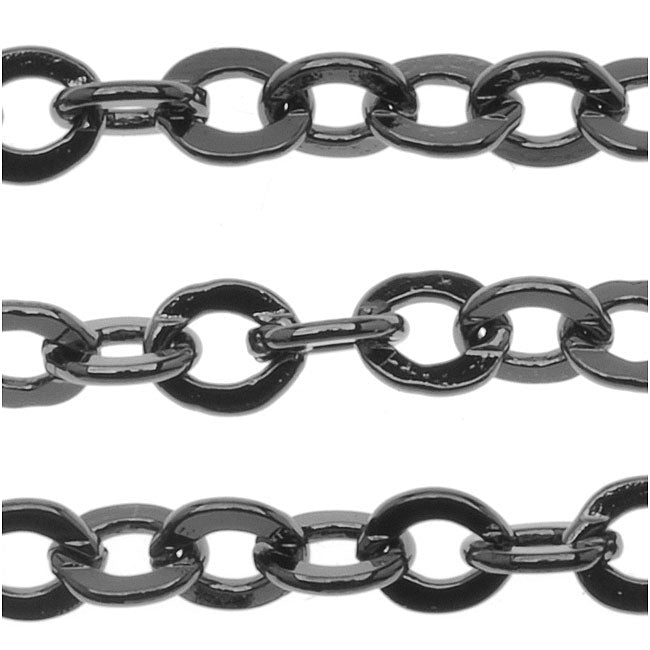 Gun Metal Plated Flat Cable Chain, 4.3mm, by the Foot