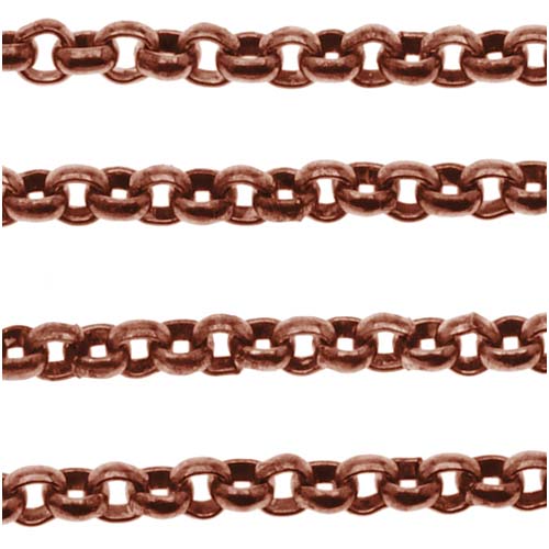 Antiqued Copper Plated Rolo Chain, 2mm, by the Foot