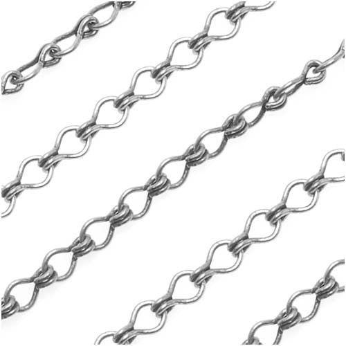 Antiqued Silver Plated Ladder Chain, 3.7mm, by the Foot
