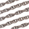 Antiqued Silver Plated Twisted Rope Chain, 4mm, by the Foot
