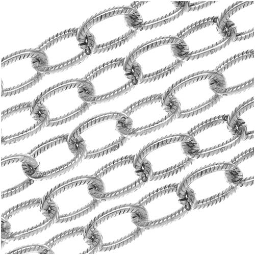 Nunn Design Antiqued Silver Plated Textured Cable Chain, 9mm, by the Foot