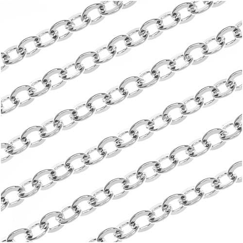 Nunn Design Silver Plated Flat Cable Chain, 3.6mm, by The Foot