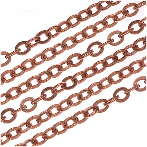Nunn Design Antiqued Copper Plated Flat Cable Chain, 3.6mm, by The Foot
