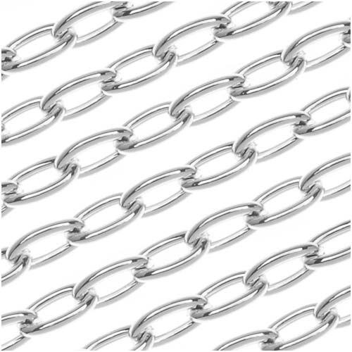 Nunn Design Silver Plated Oval Cable Chain, 2.3mm, by the Foot
