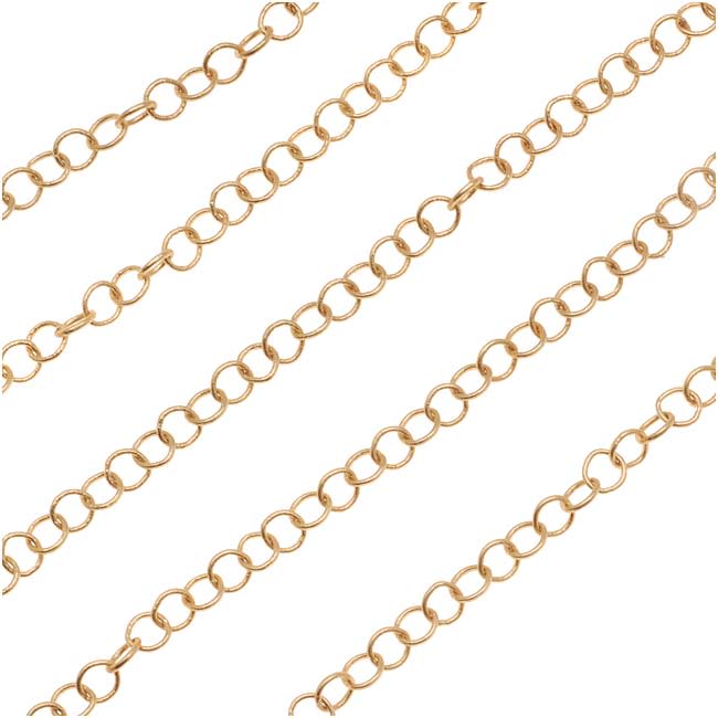 Matte Gold Plated Cable Circle Chain, 2.8mm, by the Foot