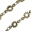 Antiqued Brass Cogwheel W/ Oval Links Chain 4.7mm - By The Foot